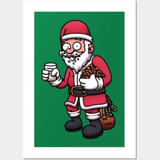 Santa Claus Getting Caught Eating Cookies And Drinking Milk Posters and Art